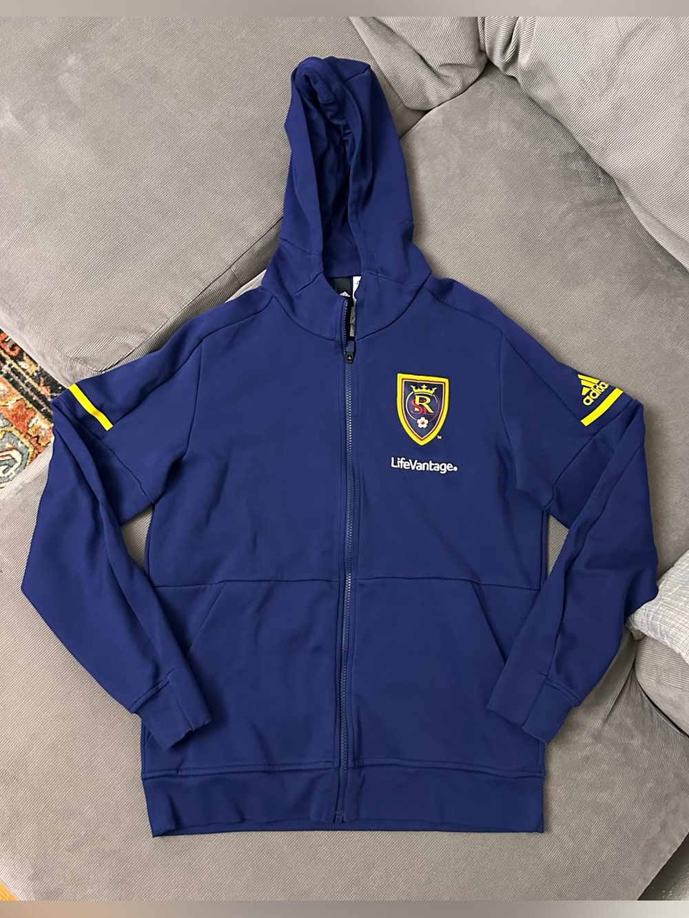 Real Salt Lake Adidas Jacket Mens Size Large RSL MLS Soccer Full Zip Blue